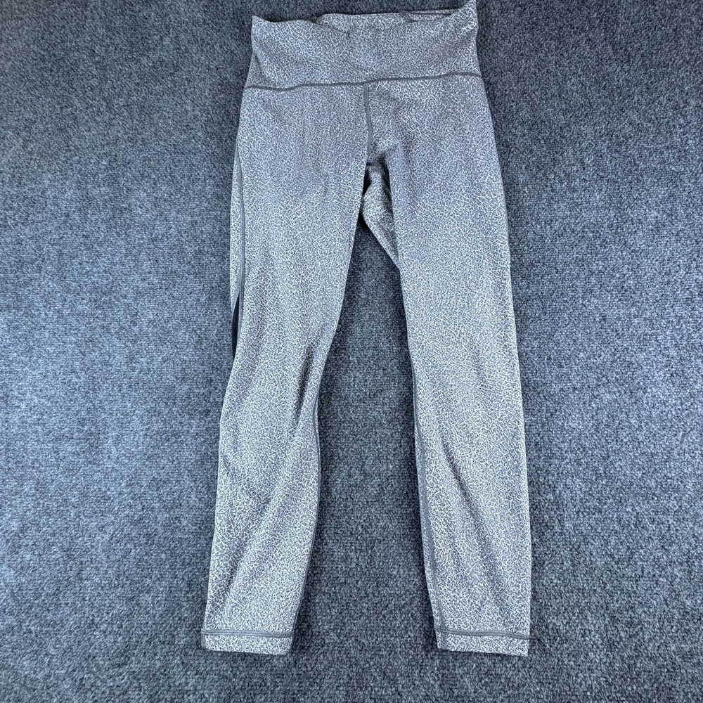 Lululemon Train Time pants Womens 8 Gray Cracked Nylon Stretch Activewear